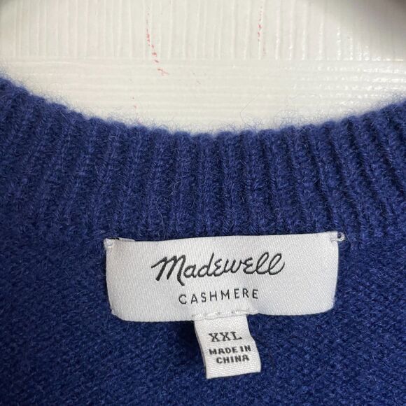 Madewell 100% Cashmere Button-Front Cardigan Sweater Navy Blue XXL - Picture 4 of 6